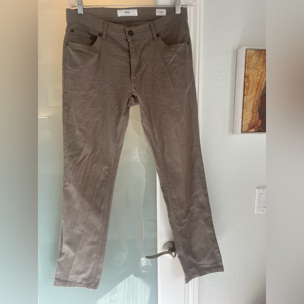BRAX Cooper Fancy Regular Fit Pants Mens 32x30 Brown Straight Leg Stretch